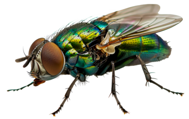 Detailed green bottle fly, cut out - stock png.