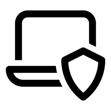 recommend clip art: Laptop shield icon in outline style. Simple computer security vector illustration — pixel-perfect icon.