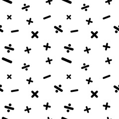 Seamless pattern with black math symbols. Vector illustration.