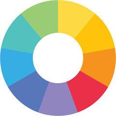 Obraz premium Separate doughnut graph pie charts icon with 9 colourful parts. Morden flat design vector illustration circular diagram infographic for web banner logo button app ui ux isolated on white background