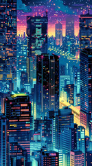 A sprawling cityscape steelpunk mobile phone wallpaper,