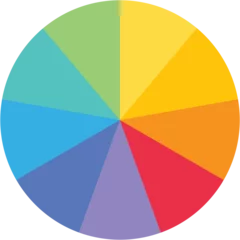 Fototapeten Single separate round piecharts icon with 9 colours parts. Morden flat design vector business circular diagram  infographic for ads app logo button banner ui ux web isolated on white background © aiconslab