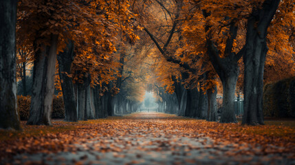 autumn trees and leaves in the forest