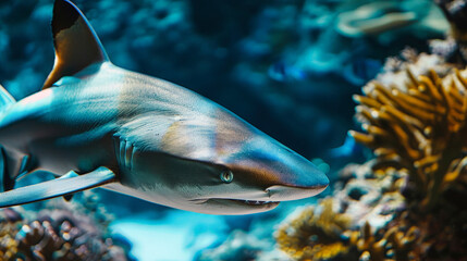 Close Up of Predatory Shark in Aquarium