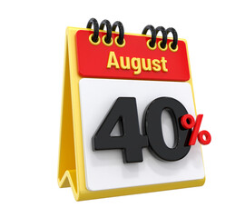 40 Percent Discount Off Sale August Calendar 