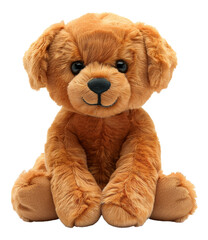 Soft golden Labrador plush toy sitting, cut out - stock png.