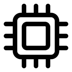 Microchip icon in outline style. Simple hardware vector illustration — pixel-perfect icon.