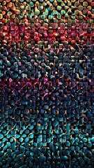 Obraz premium This abstract artwork evokes retro vibes through vibrant gradients and textured layers. Its modern, abstract background integrates various shapes and photographic elements with grain effects.