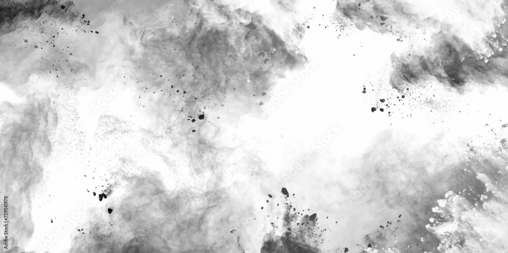 Aufkleber grunge dust texture background. black particles explosion isolated on white background. dramatic smo