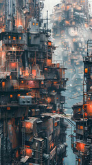 A city built entirely from scrap metal, with a rugged, industrial aesthetic. mobile phone wallpaper