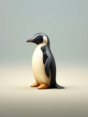 A sleek penguin chess piece its black and white plumage rendered in exquisite detail