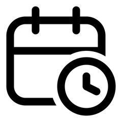 Calendar clock icon in line style. Simple date vector — Pixel perfect icon.