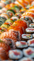 A symphony of sushi rolls, each one a work of art. mobile phone wallpaper