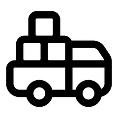 Pick up truck boxes vector line icon