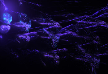 blau violette blasenförmige interstellare Objekte im Weltall, Sterne, Galaxie, Astronomie, Universum, futuristisch, außerirdisch
