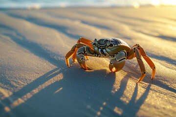 Close-up pictures of sea crabs found on the beach. - obrazy, fototapety, plakaty