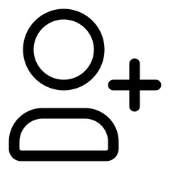 Icon of a user with plus symbol in outline style vector