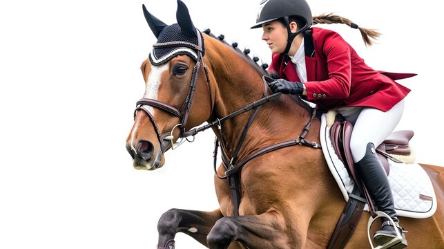 Dynamic Duo Woman and Horse Leap Over Obstacles