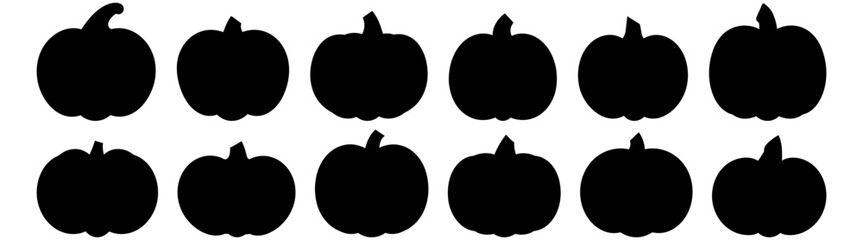 Pumpkin silhouette set vector design big pack of illustration and icon