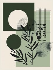 Crafting a Minimalist Geometric Green-Toned Artistic Poster