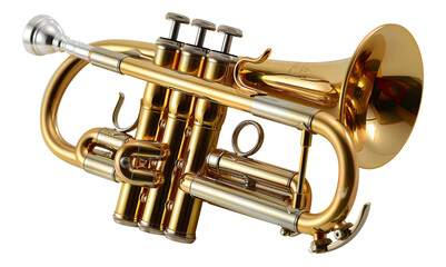 Naklejka premium Shiny brass trumpet, cut out - stock png.