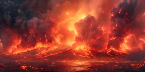A volcanic eruption scene background in digital art_02