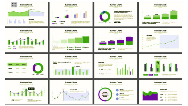 Business Infographic Set , Business infographics set with different diagram vector illustration. Data visualization elements, marketing charts and graphs. Website and presentation template. Abstract i