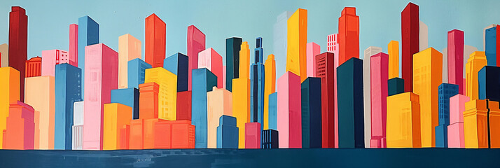 Abstract urban landscapes with geometric shapes. Minimalist city skyline and architecture concept. Stylized silhouettes for design and art projects. Variety of perspectives and artistic techniques