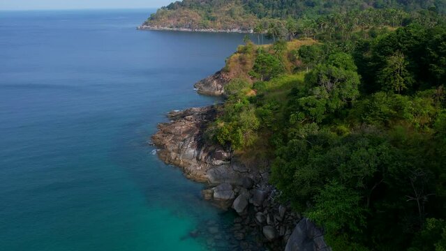 Freedom Beach on Phuket island near Patong. Aerial video shooting.