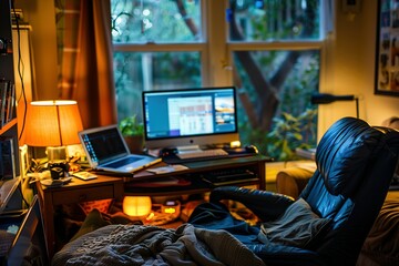 Remote work concept. people working from home. After-Hours Hustle The Life of a Workaholic at Home