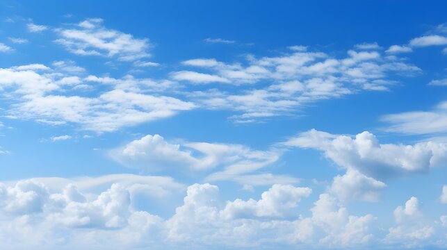 White fluffy clouds with blue sky on sunny day, beautiful summer cloudy sky background. Free Photo
