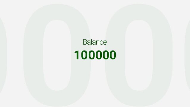 Balance Amount Increasing Animation on a White Background.