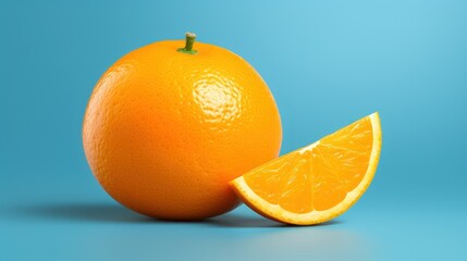 Orange fruit slices on a blue background