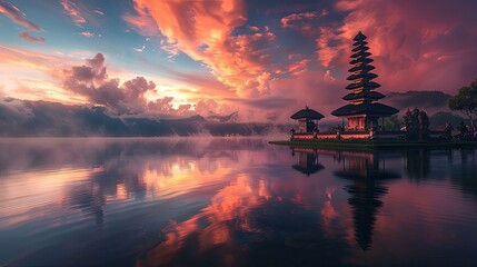 Pura ulun danu bratan temple in indonesia