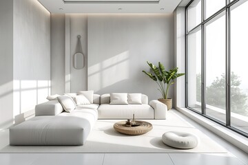 Modern interior. Light living room.