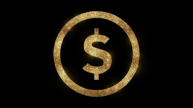 luxury gold glow light currency animation luxury gold dollar currency symbol animation for logo intro outro black screen	