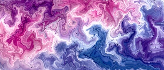  an abstract painting of purple, pink and blue swirls on a white background with space for text or image.