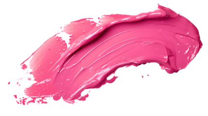 Pink Paint Brush Stroke on Transparent White Background, Artistic Design Element - Hand Edited Generative AI