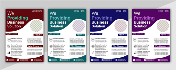 Corporate Business Flyer template vector design, Flyer template, IT company Flyer. A bundle of 4 template's of different color , modem business  flyer, pamphlet brochure cover design layout. 