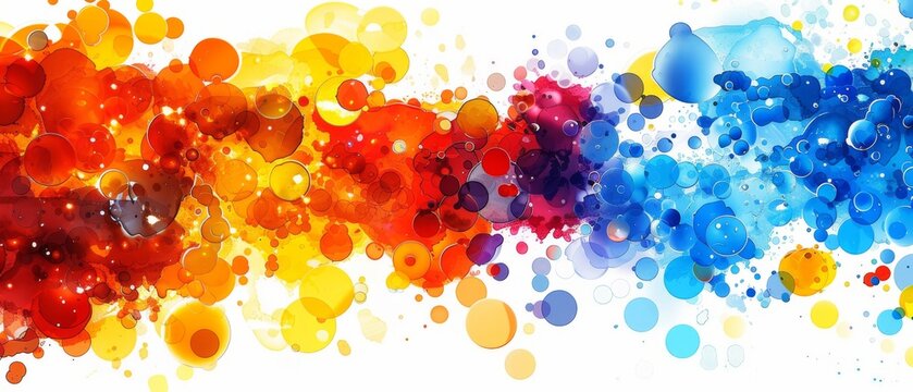  a multicolored abstract background with circles and dots on a white background with space for a text or image.