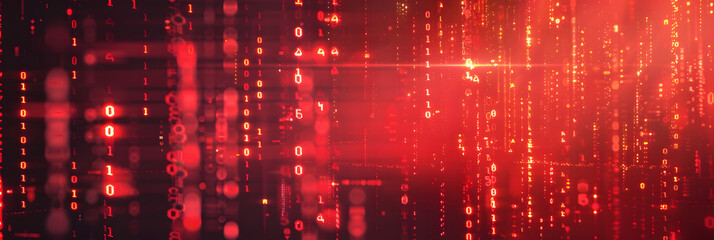 Abstract digital code background, red color,