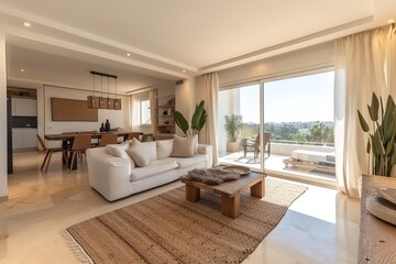 Fototapeta na wymiar Spacious and bright apartment with terrace