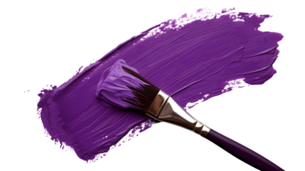 Purple Paint Stroke on Transparent Background, Abstract Design Element - Hand Edited Generative AI