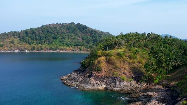 Freedom Beach on Phuket island near Patong. Aerial video shooting.