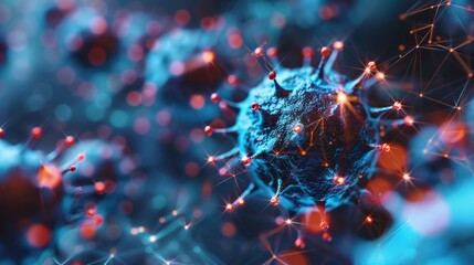 A macro illustration of the virus designed for medical context. Virus cells background - obrazy, fototapety, plakaty