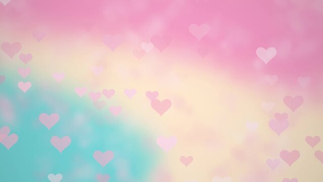 Classic heart background in watercolor style with color transition, pink animated hearts for wedding and valentines day, concept, ideas, 4k