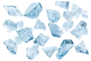 Cluster of Ice Crystals on White Background. on a White or Clear Surface PNG Transparent Background.