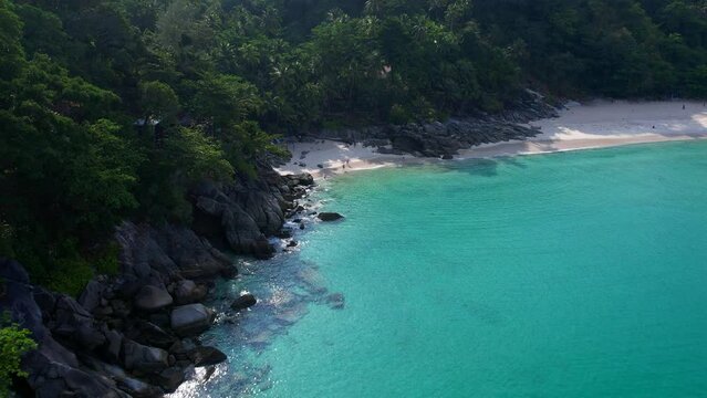 Freedom Beach on Phuket island near Patong. Aerial video shooting.
