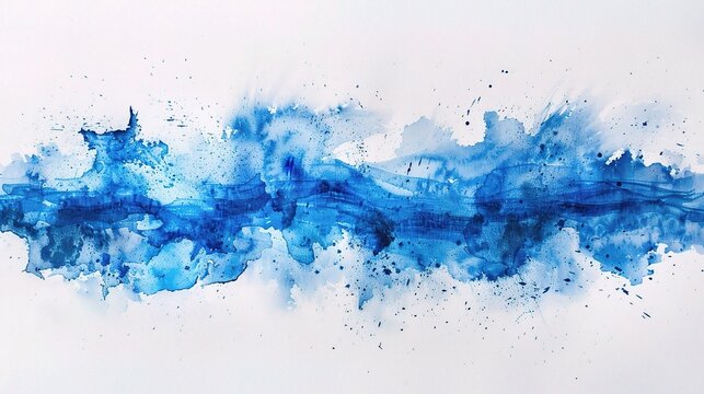 Abstract blue watercolor on white background.The color splashing on the paper.It is a hand drawn