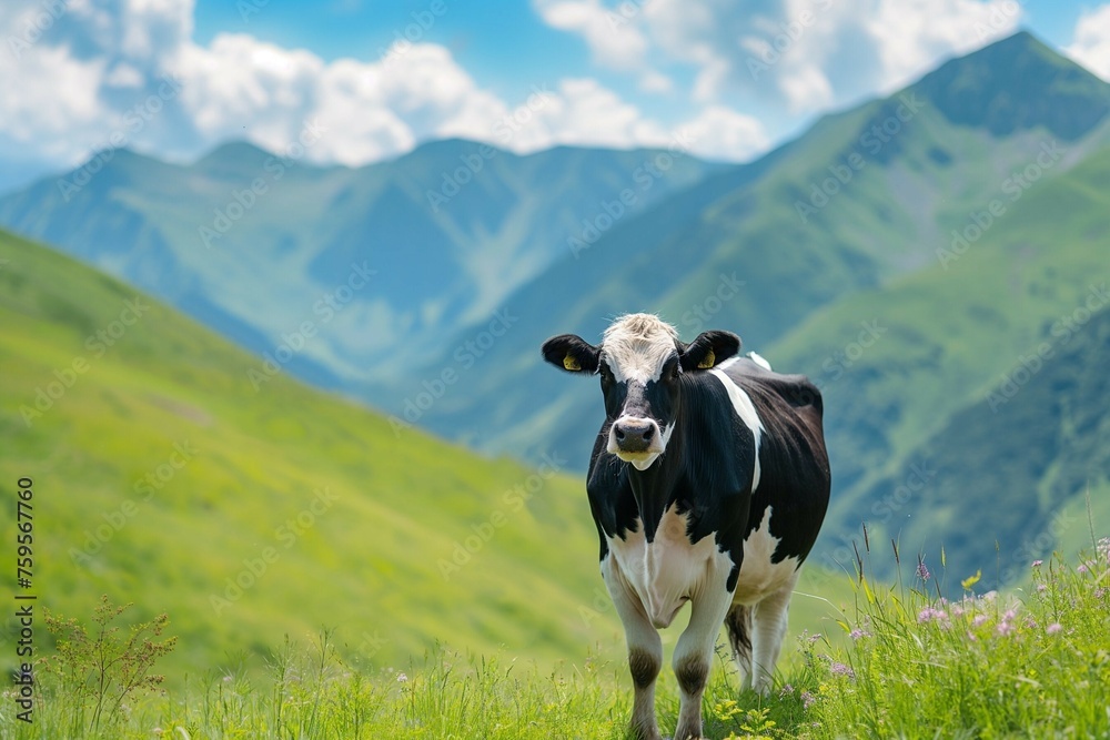 Wall mural cow in the mountains